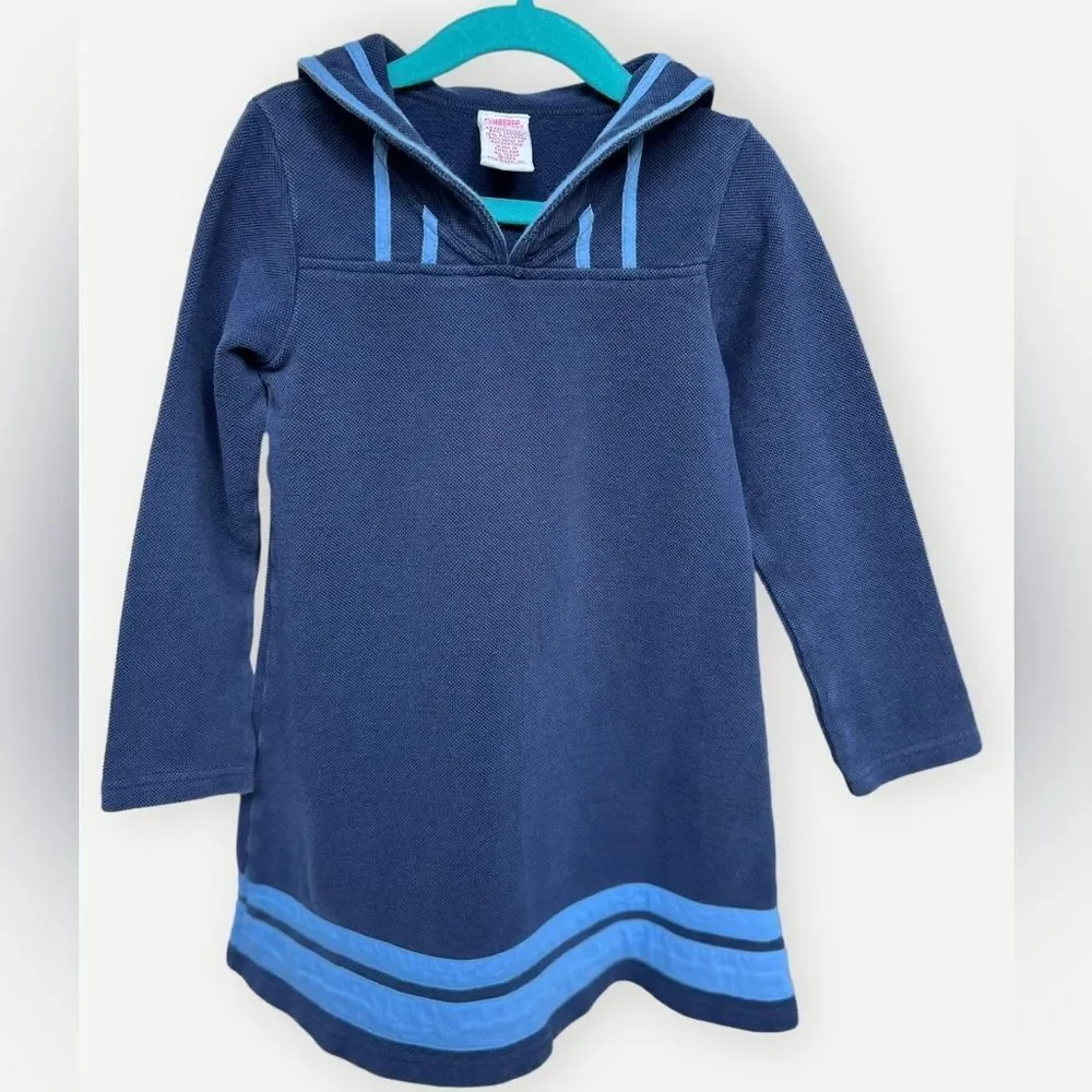 Gymboree Girls Blue Collared Long Sleeve Whale Watching Sailor Dress. 5. 5T.